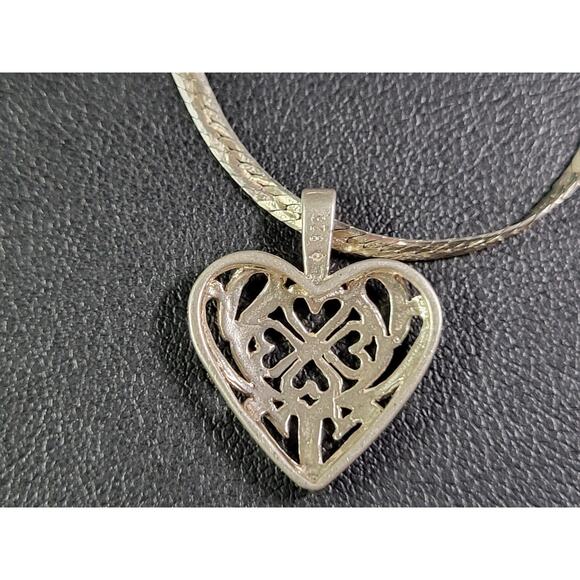 STERLING SILVER 925 HEART PENDANT CHAIN NECKLACE ITALY SZ 19 IN - Picture 4 of 5